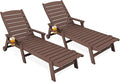 KINGYES HDPE Lounge Chair Outdoor Set of 2, Patio Chaise Lounge Recliner by KINGYES