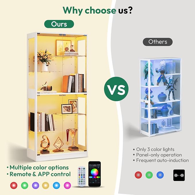 Lamtor 69-inch Glass Display Cabinet – Curio Cabinet - Image 3