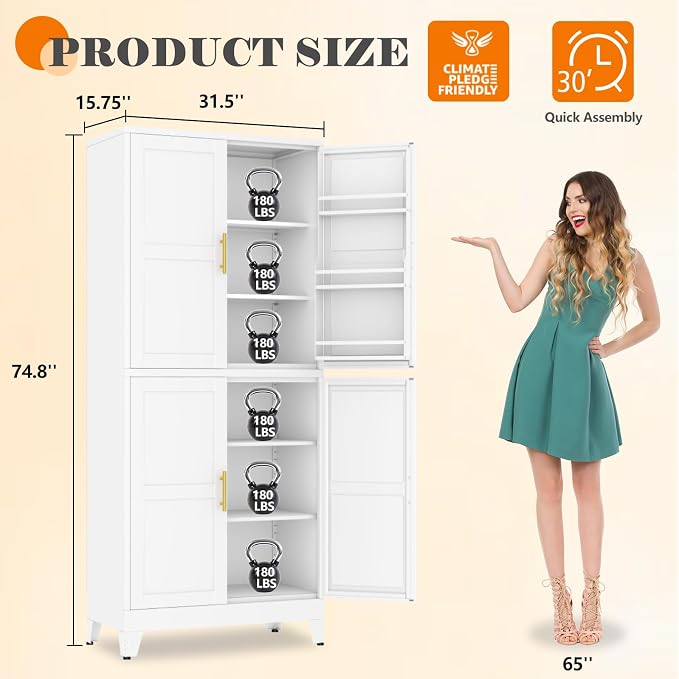 GAIOUS 74.8" Tall Metal Food Cabinet, Storage Cabinets - Image 2