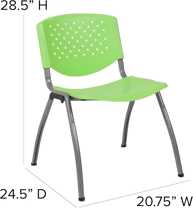 Flash Furniture HERCULES -5 Pack 880 lb. Capacity Green Plastic Stack Chair | - Image 3