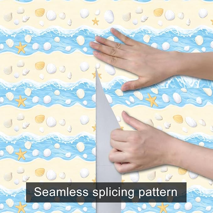 HOMETITUTE Starfish and Seashell Pattern Wallpaper Peel and Stick Self Adhesive - Image 3