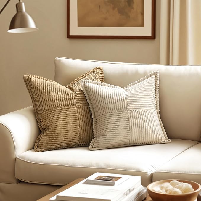 MIULEE Decorative Lumbar Throw Pillow Covers 14x24 Inch Beige 2 Pack | Boho - Image 2