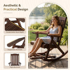 VINGLI Wooden Porch Rocking Chair, Heavy Duty Outdoor Rocking Chair - Image 4
