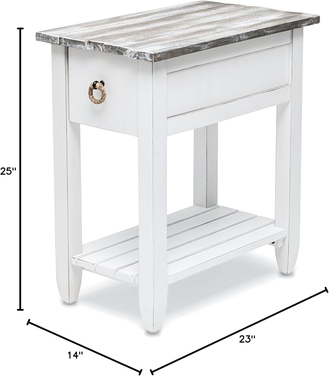Sea Winds Trading Picket Fence Chairside Table Kiln-Dried Solid Wood Distressed - Image 3