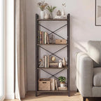 Tangkula 3-Tier Industrial Bookshelf, 16.5" Width Wooden Open Bookcase - Image 4