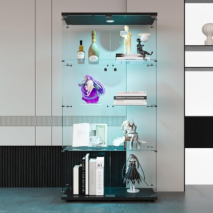 FLYMUHJIA 4-Shelf Tempered Glass Display Cabinet - Image 5