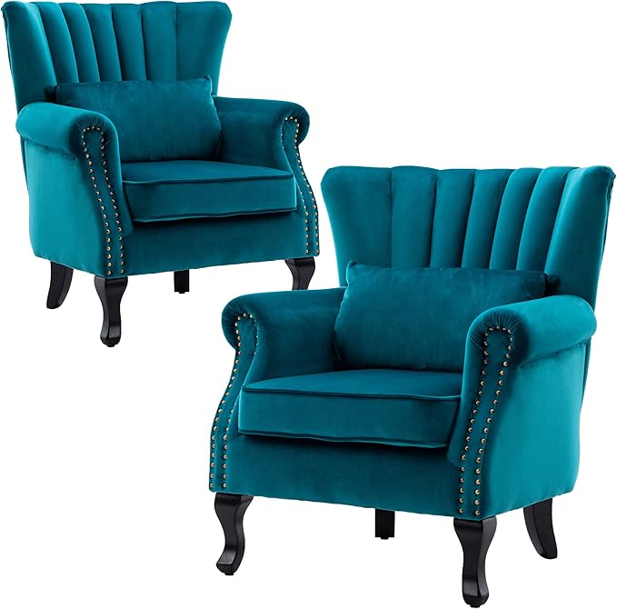 Velvet Accent Chairs Set of 2 by DMFurniture