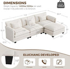 ELUCHANG 113'' Modular Sectional Cloud Couch, Modern Comfy Chenille L Shaped - Image 2