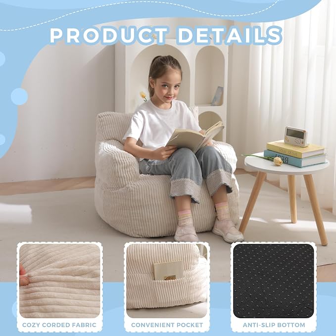 MAXYOYO Kids Bean Bag Chair, Stuffed Toddler Bean Bag Sofa - Image 5
