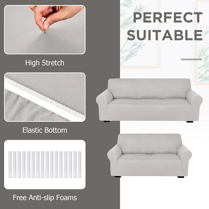 Peryiter 2 Pcs Sofa Covers Couch and Loveseat Covers Set Stretch Sofa Slipcover - Image 4
