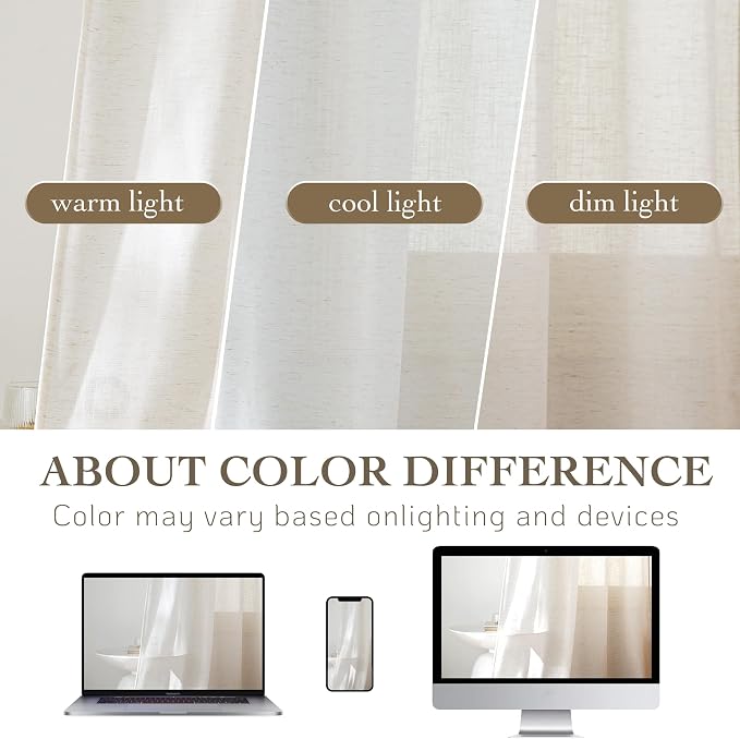 RYB HOME Linen Semi Sheer Curtains - Image 8