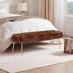DUHOME Button-Tufted Ottoman Bench, Upholstered Bedroom Benches - Image 4