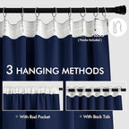 MIULEE Navy Blue Back Tab Blackout Curtains 52x102 Inch Long 2 Panels Set | Rod - Image 3