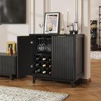 Fluted Coffee Bar Cabinet with Storage, Modern Sideboard Buffet Cabinet with - Image 3