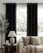 100% Blackout Linen Textured Curtains 108 Inch Long, Light Blocking, Thermal - Image 2