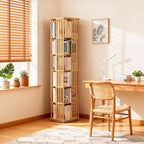 Athena Collection Rotating Bamboo Bookshelf, 6-Tier Floorstanding Corner - Image 2