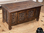 Hand-Carved Wooden Coffee Table – 36” x 18” Rectangular Mango Wood Center Table - Image 8