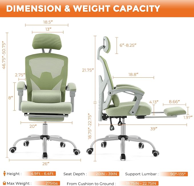 Sweetcrispy Office Computer Desk Chair Set of 2, Ergonomic High-Back Mesh - Image 3