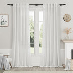 Off White Linen Curtains 84 Inch Length 2 Panels Set by Nanspring