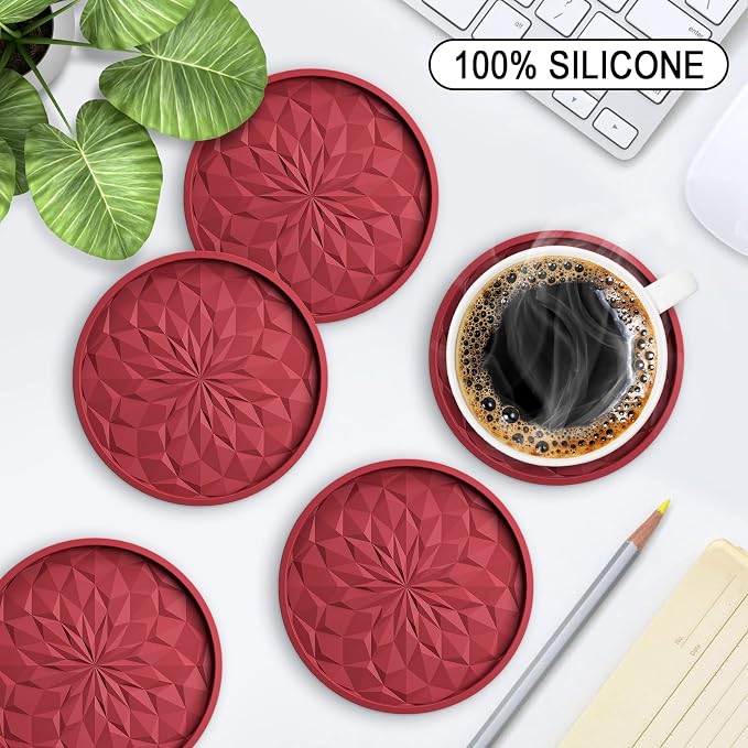 ME.FAN Silicone Coasters with Holder, Drinking Coasters - Image 2