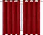 Red Thermal Blackout Curtains/52 x 54 Inch/Set of 2 Panels Room Darkening - Image 2