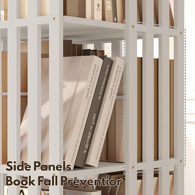 YOWOS Rotating Bookshelf Tower, 360° Display Spinning Bookcase, Bamboo - Image 8