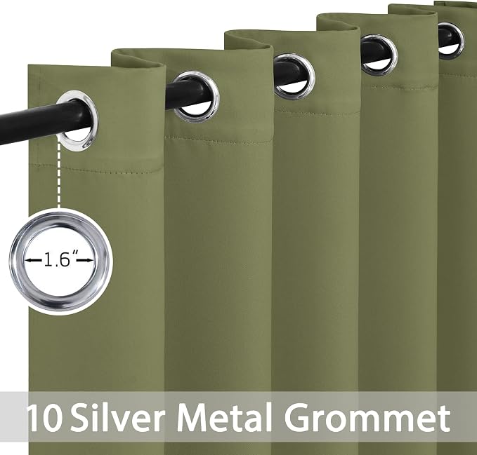 Yakamok Room Darkening Curtains 62x63 inch Length Sage Green-Living Room | 2 - Image 3