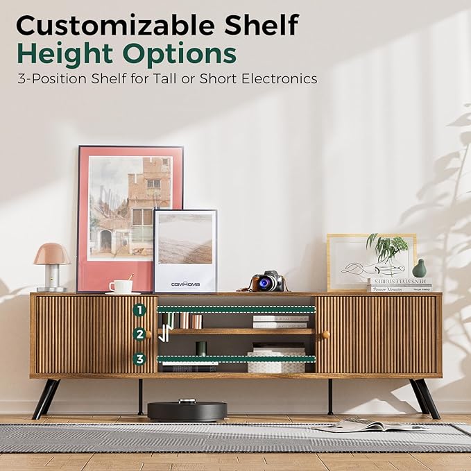 COMHOMA TV Stand for Living Room, Mid Century Modern Entertainment Center for - Image 4