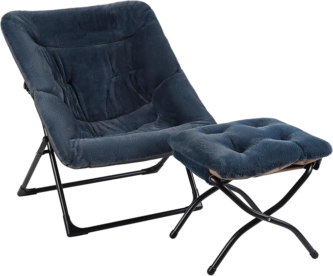 Comfy Saucer Chair for Adults, Soft Faux Fur Bedroom Chair by MordchilHF