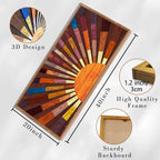 IARTTOP Extra Large Wood Sun Framed Wall Art 20x40 Inch Boho Sunrise 3D - Image 4