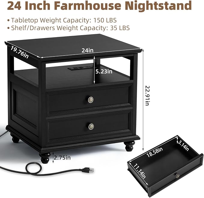 Joaxswe Farmhouse Nightstand - Image 2