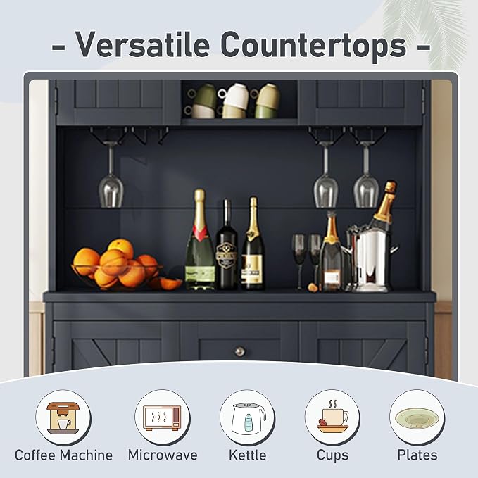 VilroCaz Farmhouse Freestanding Kitchen Pantry, Coffee Bar Cabinet Kitchen - Image 6