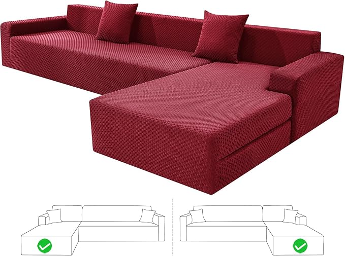 ZNSAYOTX Sectional Couch Covers, Stretch Jacquard Slipcovers by ZNSAYOTX