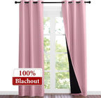 NICETOWN Crystal Pink Full Shade Curtain Panels, Pair of Thermal Insulated & - Image 2