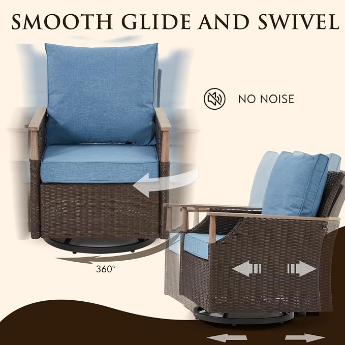 MELLCOM Patio Furniture Set, Weather Resistant Olefin Fabric - Image 3