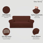 Easy-Going Stretch Oversized Loveseat Couch Covers Washable Coffee | 1-Piece - Image 3