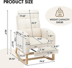NIOIIKIT Modern Nursery Rocking Chair, Teddy Upholstered Rocking Chair - Image 2