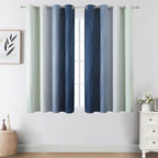 Sage Green and Navy Blue Ombre Blackout Curtains - Image 2