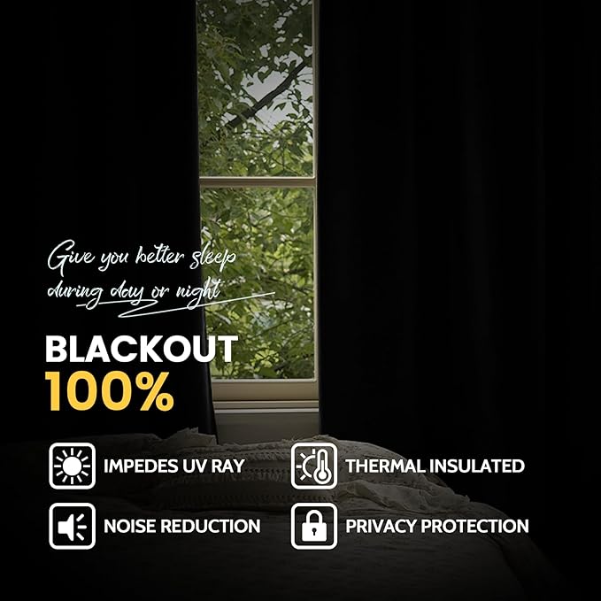 Yakamok Dark Purple 100% Blackout Curtains 63 Inches Long 50" Wide 2 Panels | - Image 7
