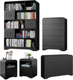5 Piece Bedroom Sets, Modern Dresser and Nightstand Sets & Bookshelf by SOLACEFURNITURE