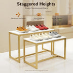 2pcs Gold Retail Display Nesting Tables, Shoes Handbag Metal Display Riser Shelf - Image 5
