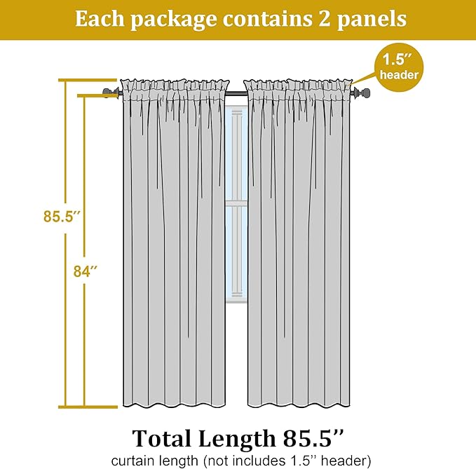 Sheer Curtains 84 inch Length, Ivory Sheer Cutains 2 Panels Set - Image 4
