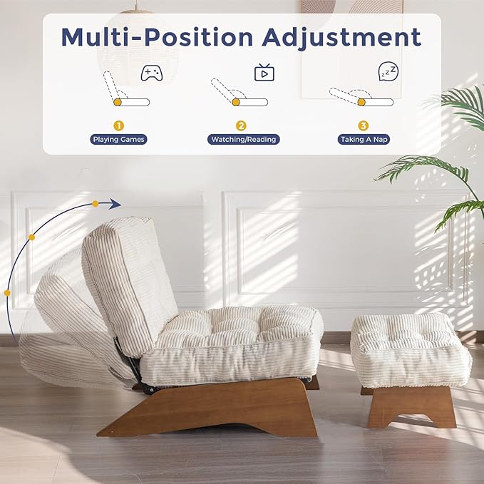 MAXYOYO Accent Chair with Ottoman Adjustable Backrest, Tufted Living Room Chair - Image 4
