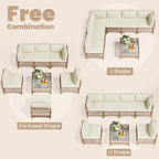 Pamapic 7-Piece Wicker Outdoor Furniture Set, Boho Sectional Sofa Patio - Image 4