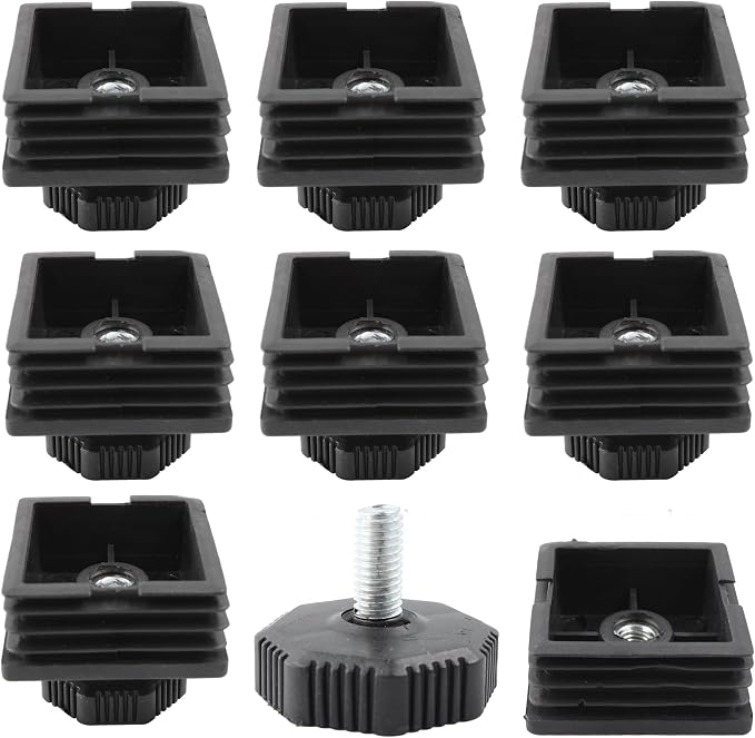 8Pcs Adjustable Leveling Feet 50 x 50mm Square Insert Kit Furniture Glide by Unknown