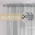Light Grey Sheer Curtains 54 Inch Length 2 Panels, Airy & Breathable Solid - Image 2