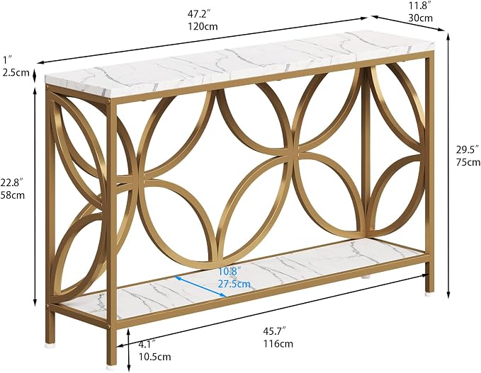 GiftGo Narrow Sofa Table 47.2 Inch, Industrial Sofa Table Behind Couch - Image 2