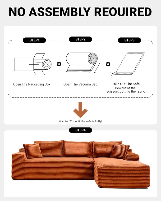 108" Cloud Sectional Couch, Modern Modular Sectional Sofa - Image 5
