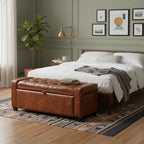 43.31'' Storage Ottoman Bench, Leather Upholstered Tufted Bedroom Bench - Image 3