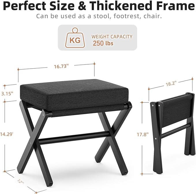 BAMBOOHOMIE Foldable Foot Stool Ottoman, Small Padded Foot Rest - Image 3